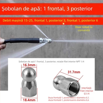 Instrument compact de curățare cu presiune înaltă pentru țevi și scurgeri de bucătărie, cap de curățare – accesorii