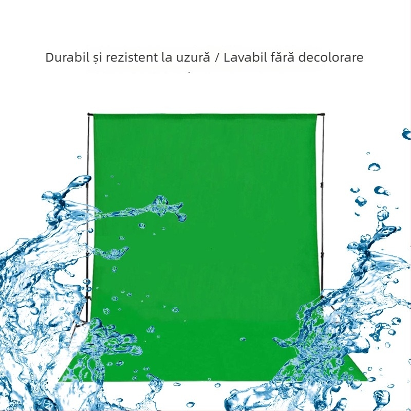 Fundal fotografic din bumbac 100%, verde, grosime 21S, finisaj spălat — culori albastre și negre