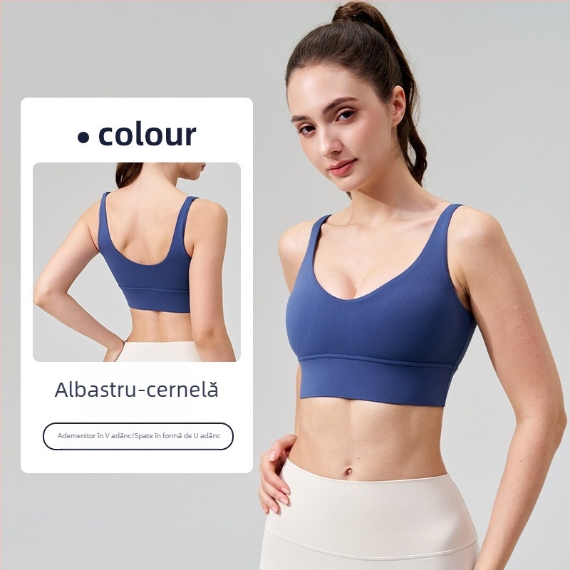 NS Sutien sport confortabil, senzație naturală, decolteu adânc în V, susținere pentru yoga, bretele late, spate în formă U, pentru femei
