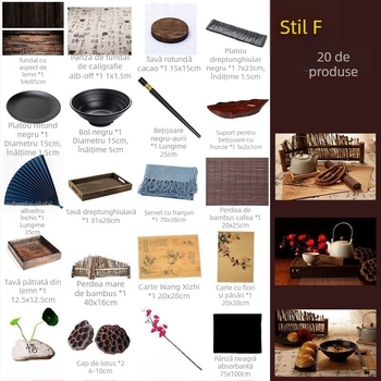 Set de accesorii pentru fotografiat în stil chinezesc, fundal retro pentru fotografii cu mâncare și decorațiuni pentru gustări