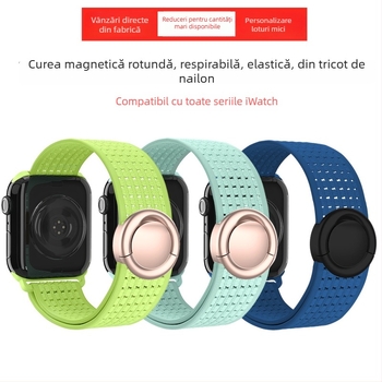 Brățară împletită din nylon, magnetică, pentru Apple Watch Series, 170mm, compatibilă cu iWatch S10