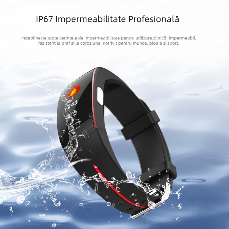 Brățară inteligentă cu ecran color P3Plus — monitorizare tensiune arterială în timp real, ritm cardiac, ECG+PPG, temperatură corporală, grijă pentru cei dragi