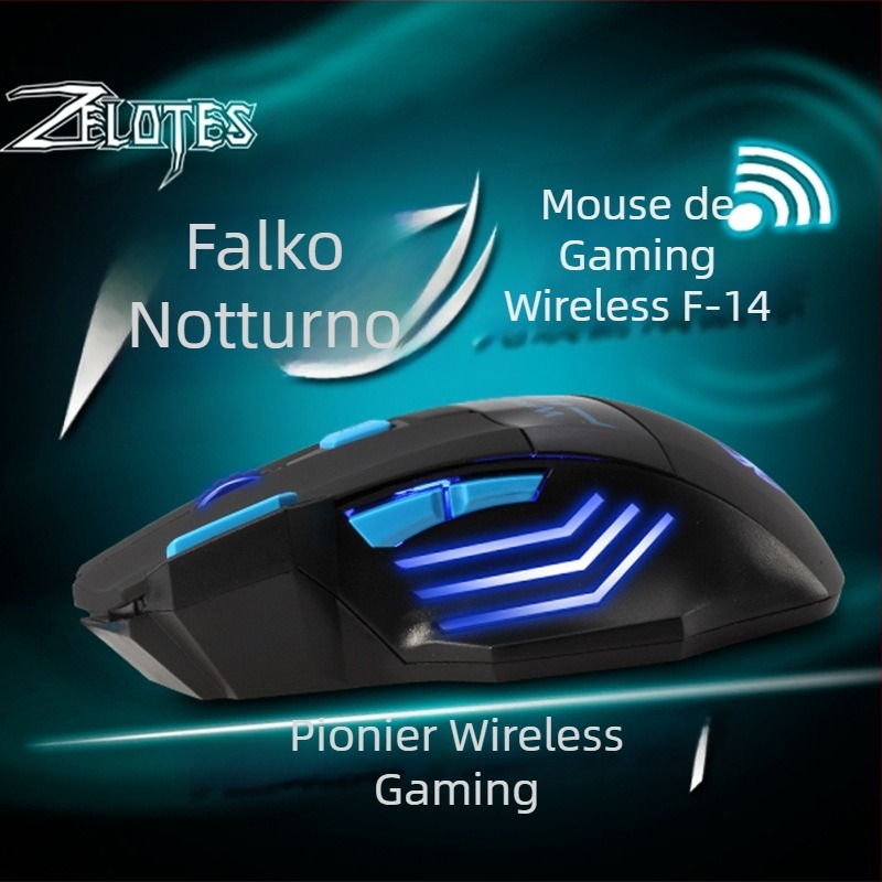 Mouse gaming wireless iluminat, 6 butoane, ergonomic, 4800 DPI, baterie cu autonomie lungă