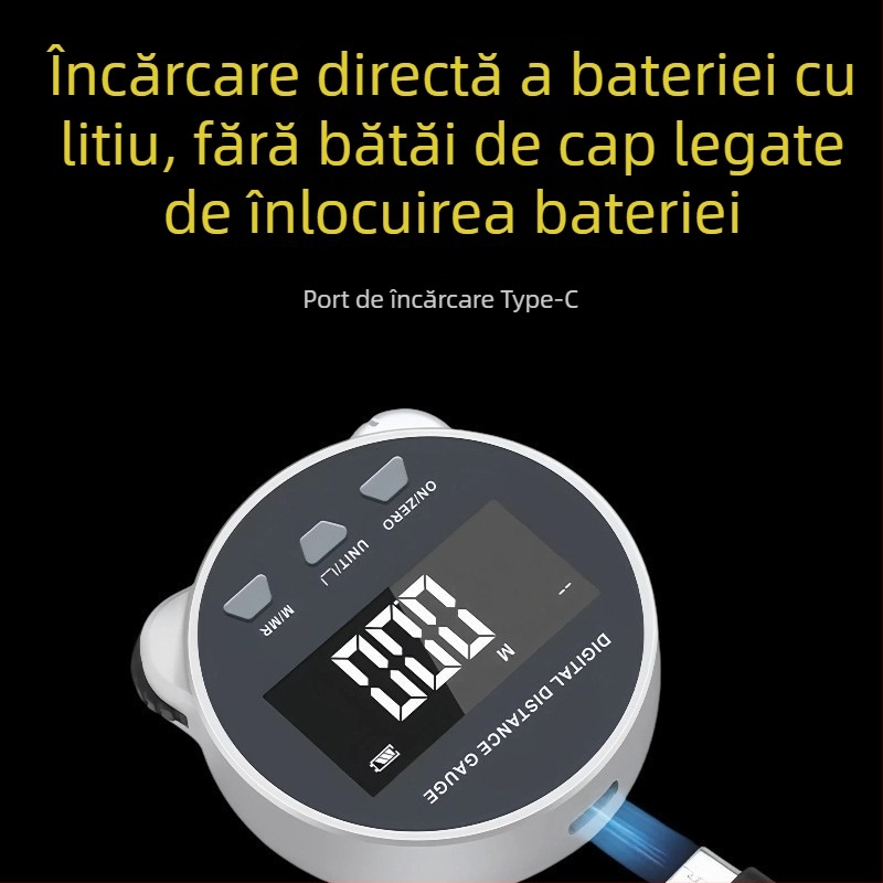 Bandă metrică rulantă cu afișaj digital pentru suprafețe neregulate, dispozitiv portabil multifuncțional de înaltă precizie, cu unități metrice și imperiale