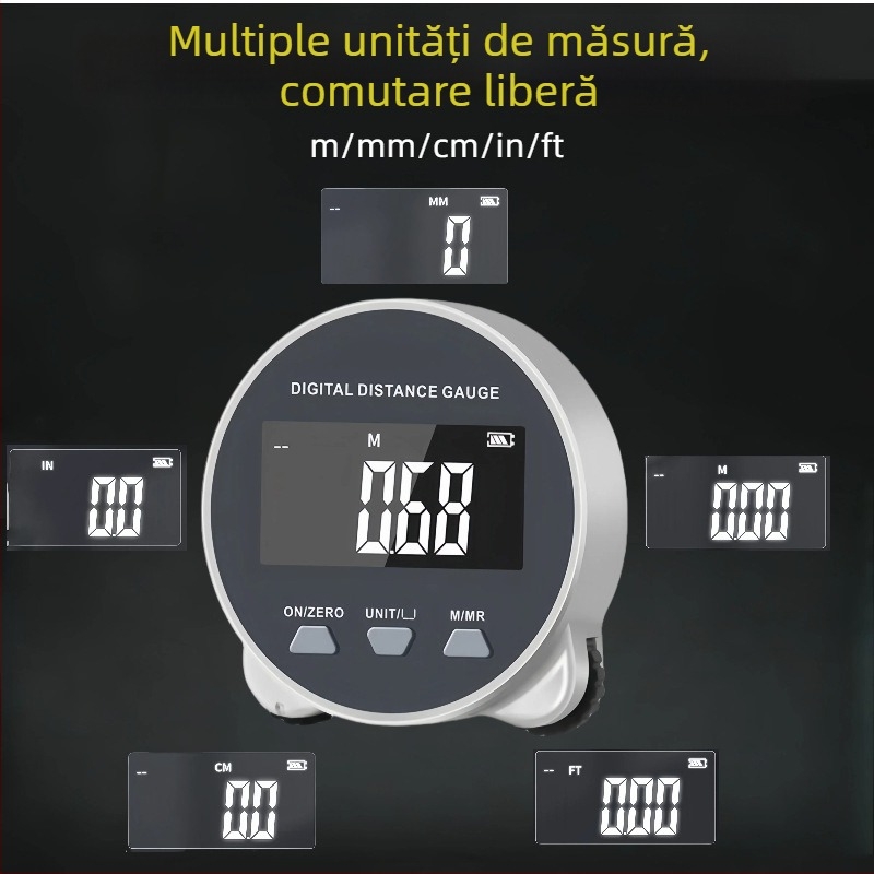 Bandă metrică rulantă cu afișaj digital pentru suprafețe neregulate, dispozitiv portabil multifuncțional de înaltă precizie, cu unități metrice și imperiale
