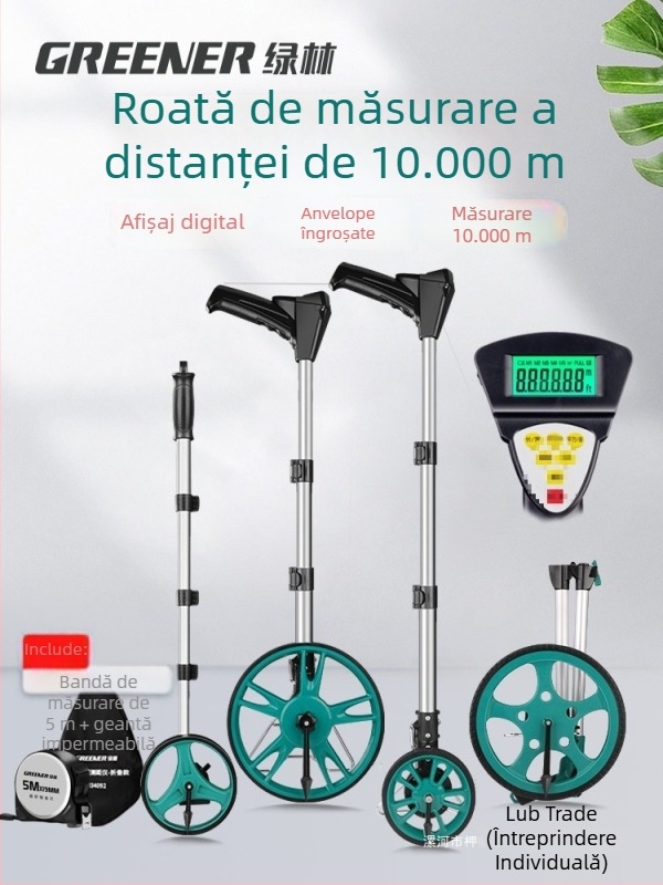 Green Forest distanțometru mecanic cu afișaj digital, măsurare în aer liber cu rolă de mână, precizie înaltă