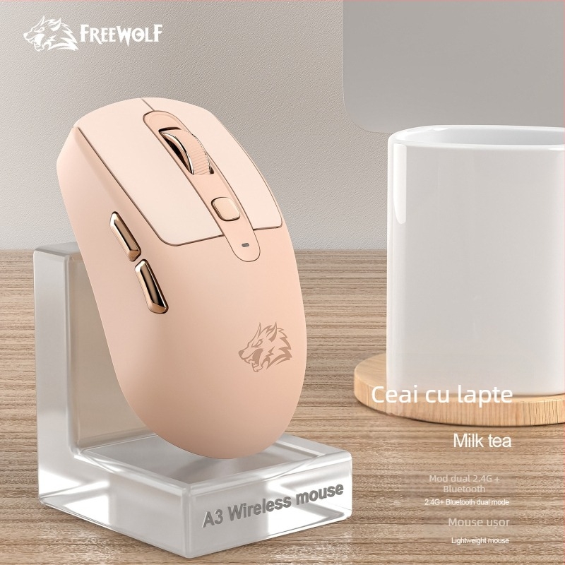 Liberty Wolf A3 mouse wireless Bluetooth cu mod dual, reîncărcabil, pentru birou acasă și jocuri, compatibil laptop