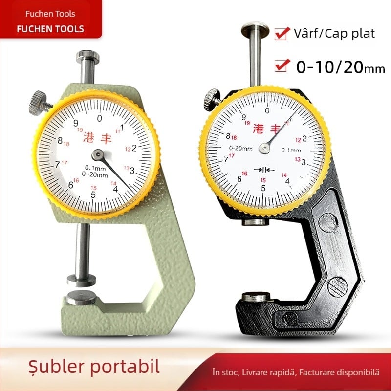 Mic grosimetru portabil pentru măsurarea grosimii țevilor din oțel, a foilor și a pielii, cu vârf ascuțit și vârf plat