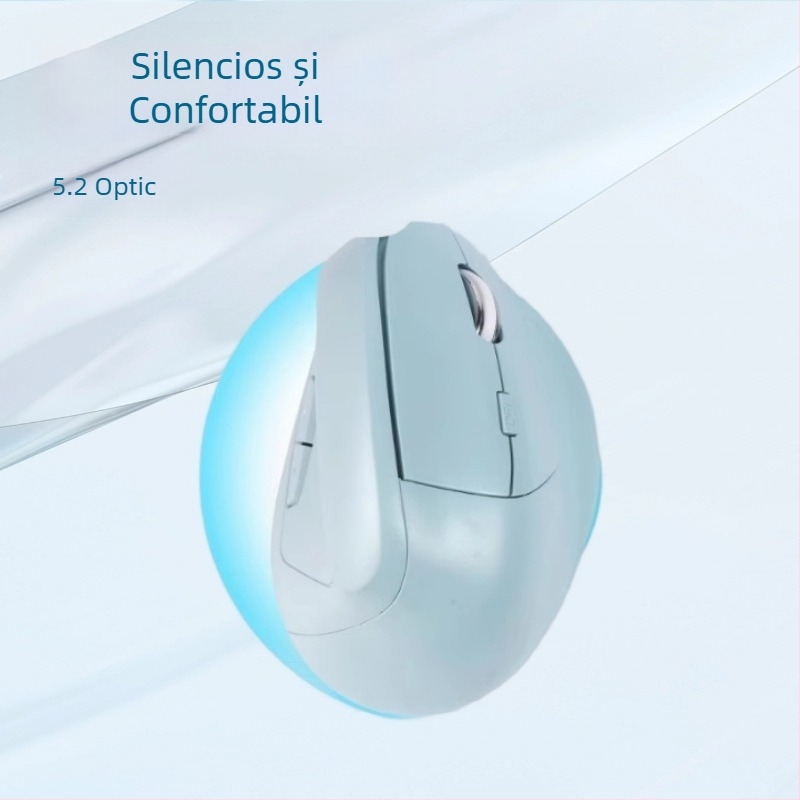 Mouse vertical ergonomic fără fir, cu mod dual, operare silențioasă, priză confortabilă pentru birou, Bluetooth