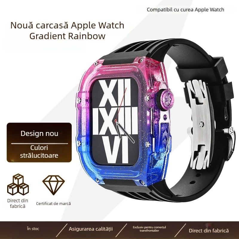 Carcasă integrată pentru Apple Watch, culoare gradient în curcubeu, 44–45 mm