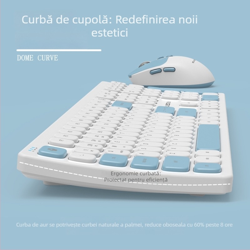 S-R5000 Set fără fir tastatură și mouse, dual-mode, taste în culoare ciocolată, pentru birou acasă