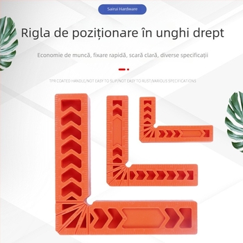 Locator dreptunghiular din plastic, 90° cu scară, riglă unghiulară cu fixator pentru măsurare