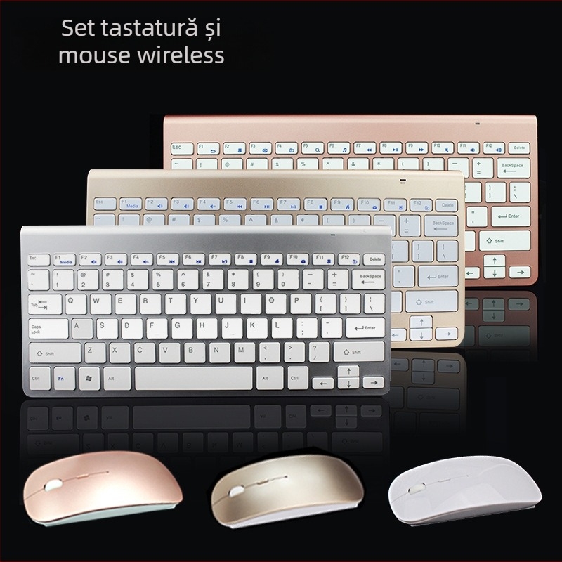 Set tastatură și mouse wireless 2.4G, design ergonomic cu comutator tip foarfă, compact