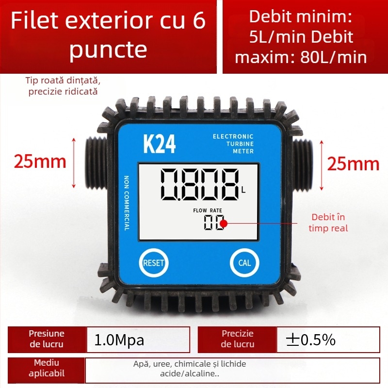 K24 fluxmetru micro pentru motorină, benzină, metanol și apă, cu contor electronic de apă și afișaj digital