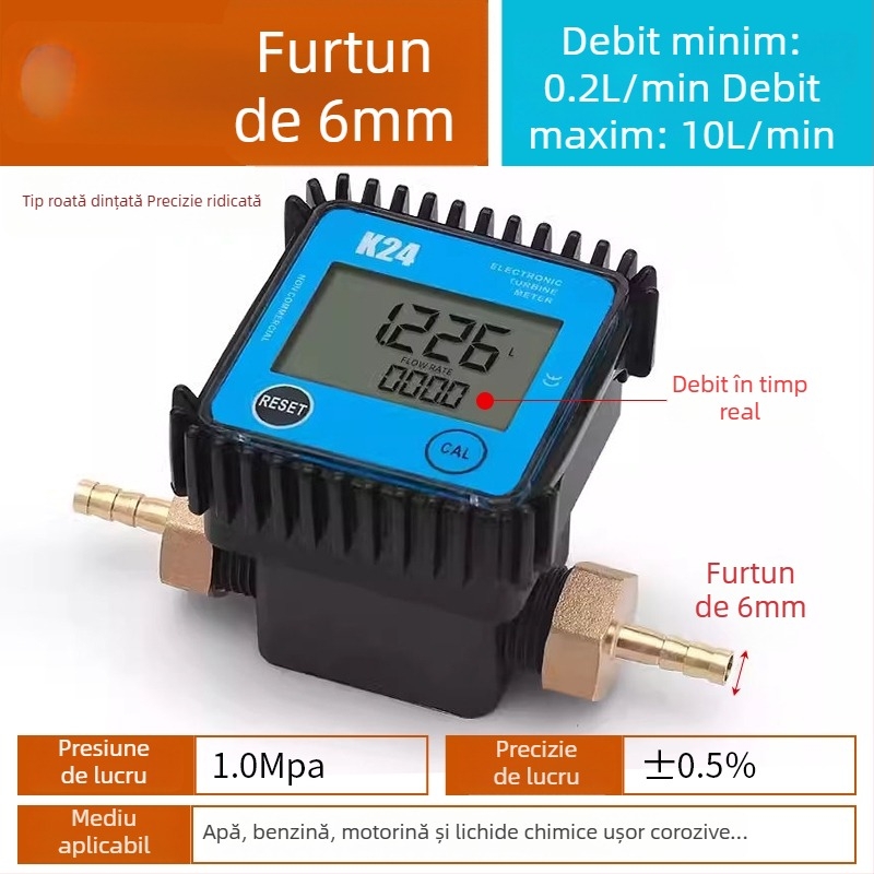 K24 fluxmetru micro pentru motorină, benzină, metanol și apă, cu contor electronic de apă și afișaj digital