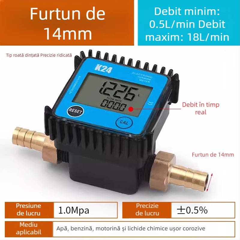 K24 fluxmetru micro pentru motorină, benzină, metanol și apă, cu contor electronic de apă și afișaj digital