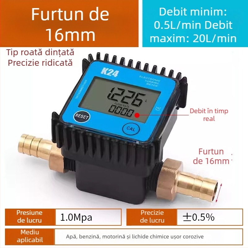 K24 fluxmetru micro pentru motorină, benzină, metanol și apă, cu contor electronic de apă și afișaj digital