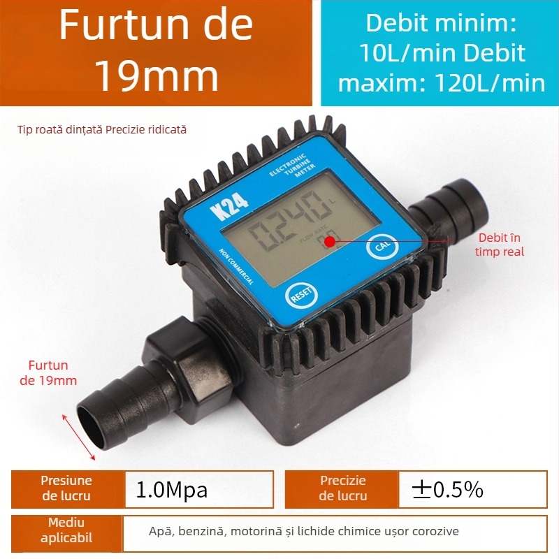 K24 fluxmetru micro pentru motorină, benzină, metanol și apă, cu contor electronic de apă și afișaj digital