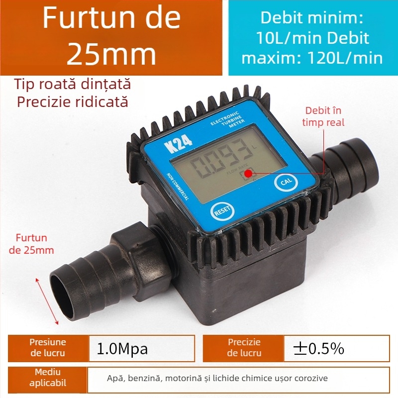 K24 fluxmetru micro pentru motorină, benzină, metanol și apă, cu contor electronic de apă și afișaj digital