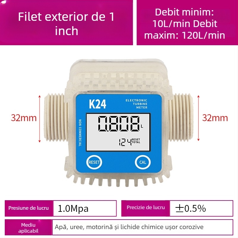 K24 fluxmetru micro pentru motorină, benzină, metanol și apă, cu contor electronic de apă și afișaj digital