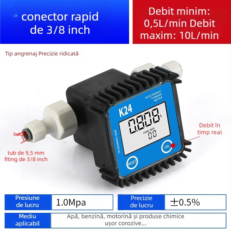 K24 fluxmetru micro pentru motorină, benzină, metanol și apă, cu contor electronic de apă și afișaj digital