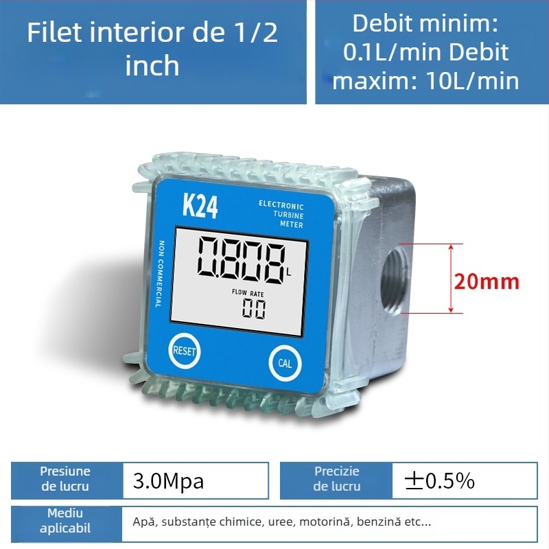K24 fluxmetru micro pentru motorină, benzină, metanol și apă, cu contor electronic de apă și afișaj digital