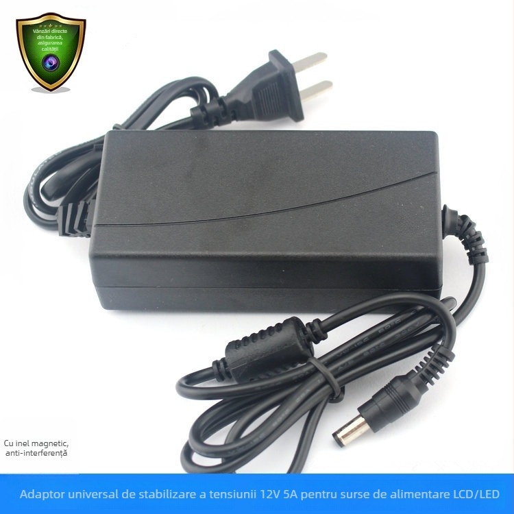 Adaptor de alimentare DC 12V 5A pentru monitoare LED/LCD, cu reglare inteligentă a tensiunii