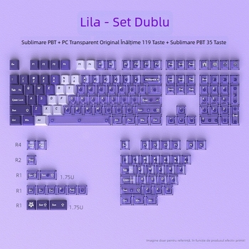Set de capace pentru taste liliac (set mic complet) PC+PBT dual-color - Înălțime originală 154 taste