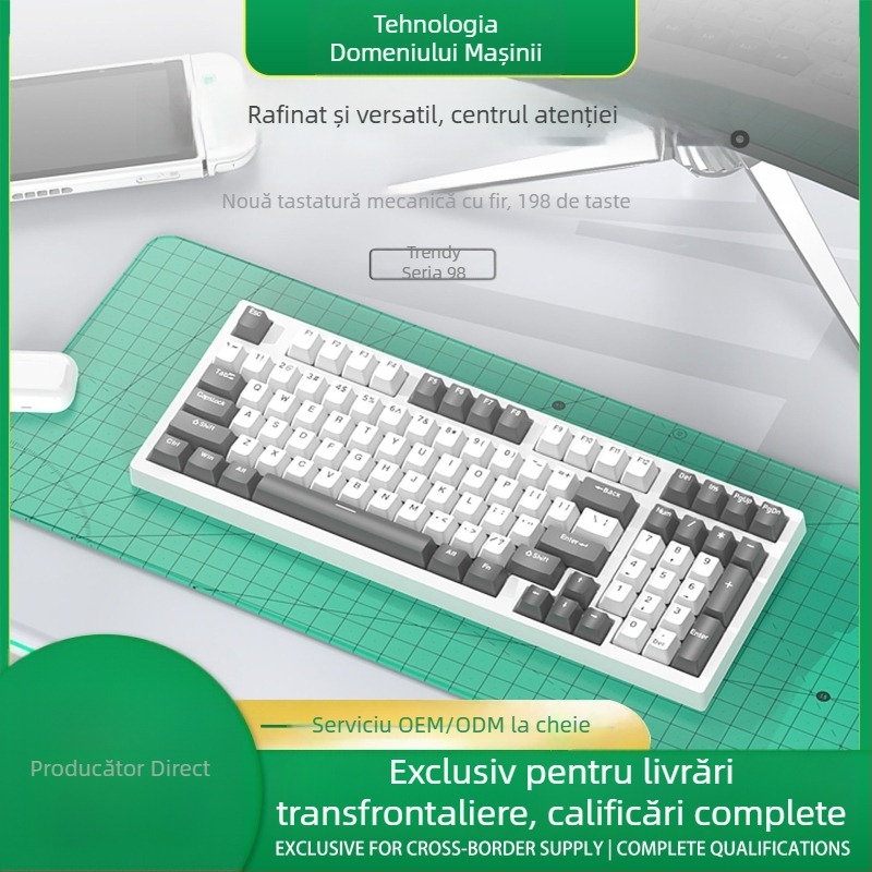RGB K98 tastatură mecanică cu hot-swapping, set co-branded cu mouse, în trei moduri