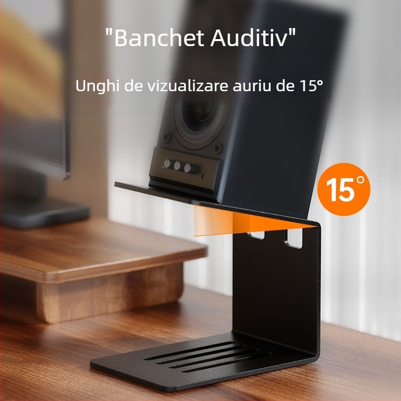 Suport de birou pentru difuzoare, suport metalic universal pentru difuzoare de birou, suport cu absorbție la vibrații pentru living