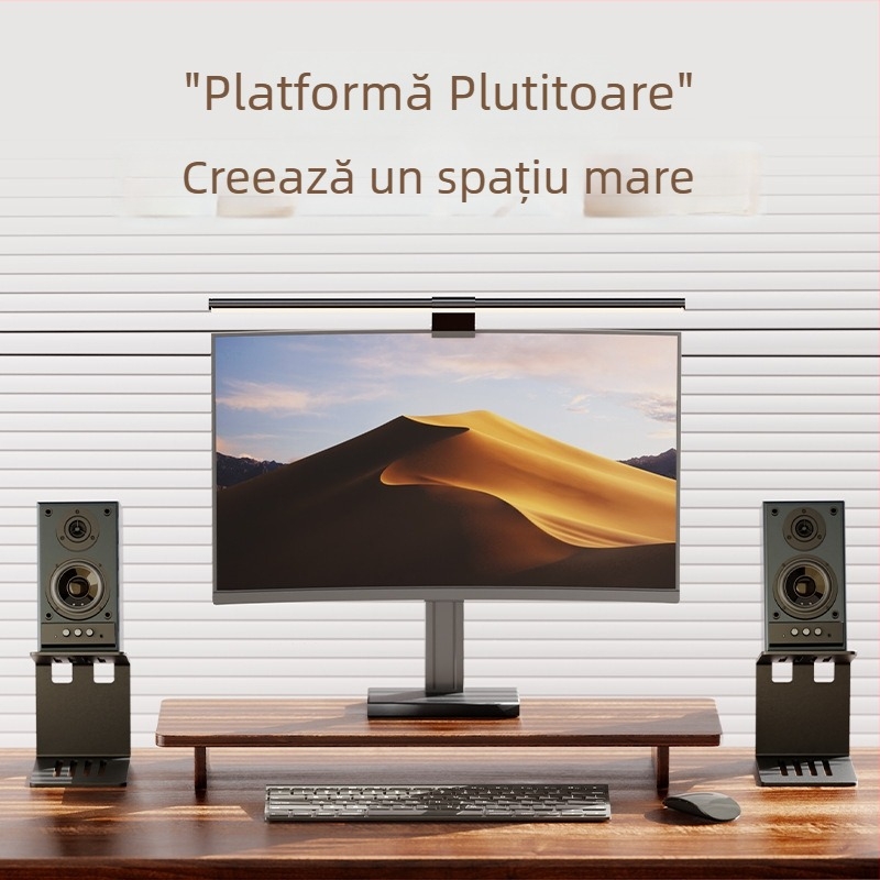 Suport de birou pentru difuzoare, suport metalic universal pentru difuzoare de birou, suport cu absorbție la vibrații pentru living