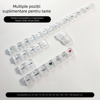 Capace de taste arabe transparente pentru tastatură mecanică, set DIY mic și complet, complet transparente, în cutie