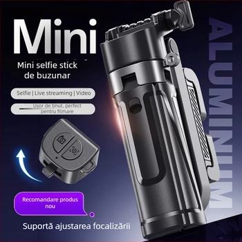 P25Mini selfie stick pentru telefon, stabilizare anti vibrații, extensibil, Bluetooth, portabil, cu telecomandă