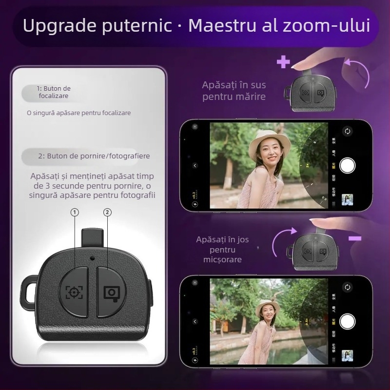P25Mini selfie stick pentru telefon, stabilizare anti vibrații, extensibil, Bluetooth, portabil, cu telecomandă