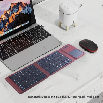 Tastatură Bluetooth pliabilă în trei părți, cu touchpad, dual-mode, ușoară și subțire, tastatură portabilă de birou pentru calculatoare