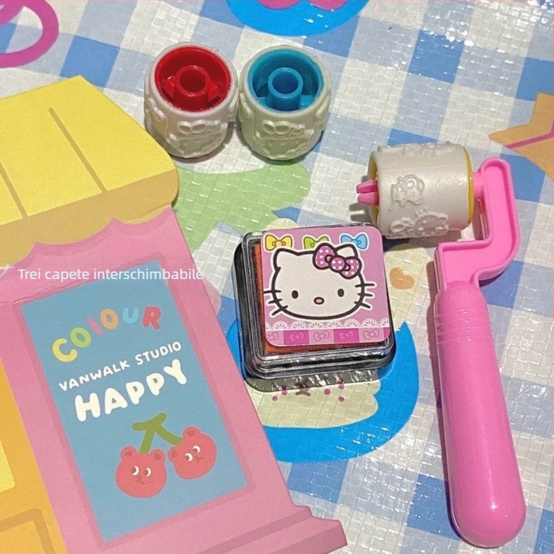 Ștampilă DIY cu cerneală inclusă, ștampilă rulantă în formă de pisicuță cu inimă, cadou drăguț pentru o prietenă