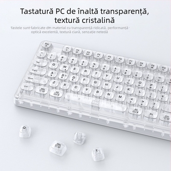 Tastatură wireless Bluetooth cu iluminare RGB, încărcare în trei moduri, 88–98 taste, capace de taste sferice transparente pentru gaming, birou și tabletă