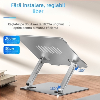Suport pentru laptop din metal, nou, cu grosime dublă, reglabil pe două axe, pliabil, stand de birou înălțător