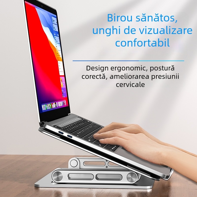 Suport pentru laptop din metal, nou, cu grosime dublă, reglabil pe două axe, pliabil, stand de birou înălțător