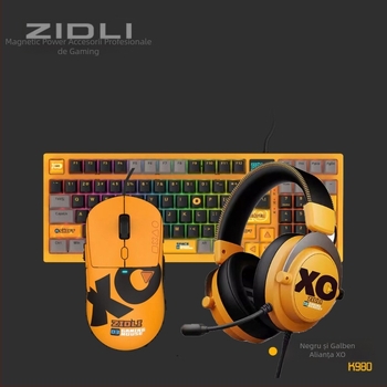 ZIDLI Tastatură Mecanică cu Alimentare Magnetică, Mouse și Căști XO K980 – Echipament de gaming premium