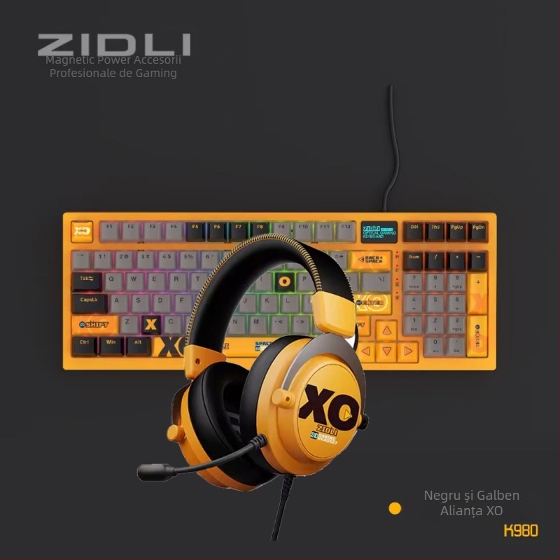ZIDLI Tastatură Mecanică cu Alimentare Magnetică, Mouse și Căști XO K980 – Echipament de gaming premium