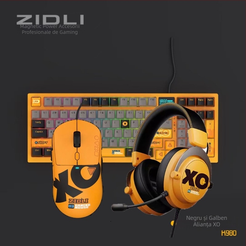 ZIDLI Tastatură Mecanică cu Alimentare Magnetică, Mouse și Căști XO K980 – Echipament de gaming premium
