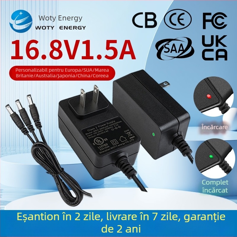 Wotai Energy WEC36 Încărcător pentru baterii Li-ion, adaptor de alimentare 16.8V 1.5A, cu certificări PSE, CE și KC
