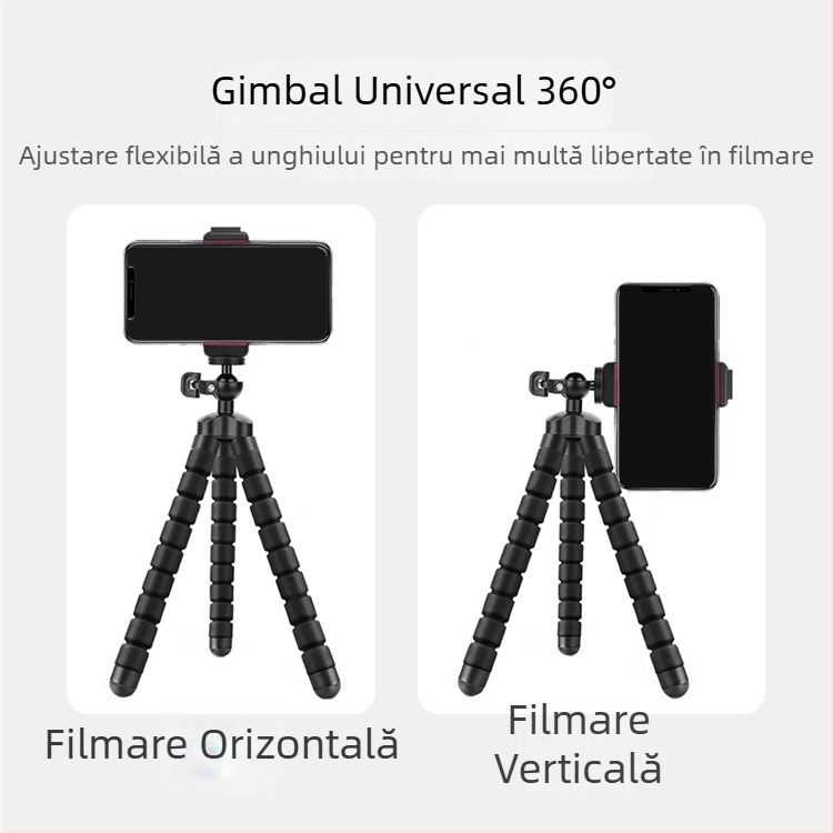 Suport pentru telefon cu picioare flexibile, trepied portabil pentru selfie și utilizare pe birou