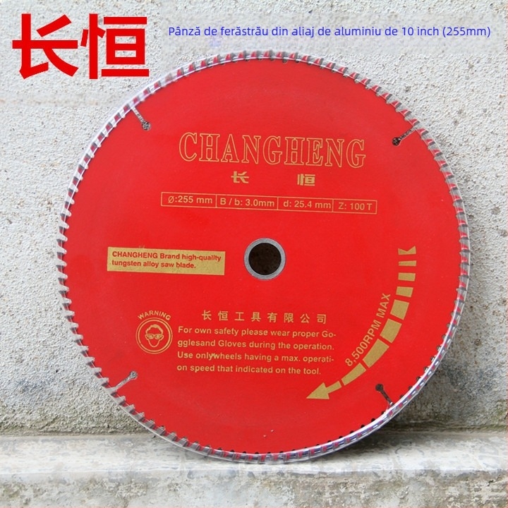 Lama de ferăstrău pentru lemn, 10 inch (255 mm), corp din aliaj de aluminiu, dinți de carburi, 60–120 dinți