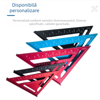 Riglă triunghiulară din aluminiu pentru tâmplărie, instrument de măsurare de înaltă precizie la 90 de grade, personalizabil