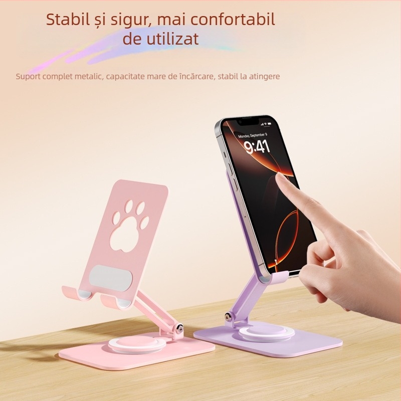 Suport rotativ pentru telefon și tabletă, culoare macarons, pliabil și portabil