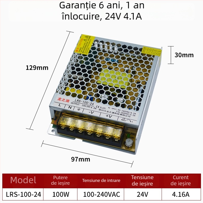 Sursă de alimentare cu comutator LRS, 12V/24V, putere înaltă, ieșire reglabilă 60–550W