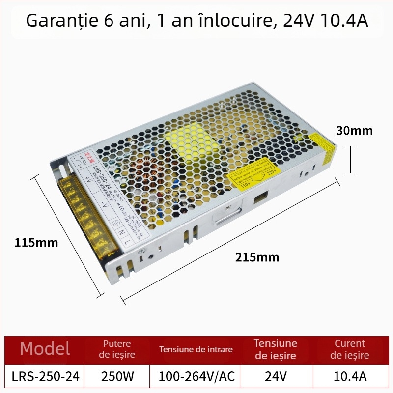Sursă de alimentare cu comutator LRS, 12V/24V, putere înaltă, ieșire reglabilă 60–550W