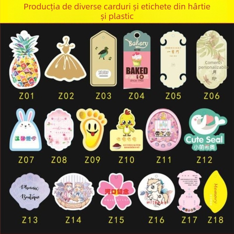 Etichetă pentru haine din PVC cu siglă – card plastic mat și etichetă din hârtie